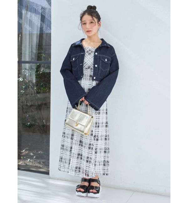 MERCURYDUO「スタンドカラーコルセットデニムジャケット」|デニムジャケット|