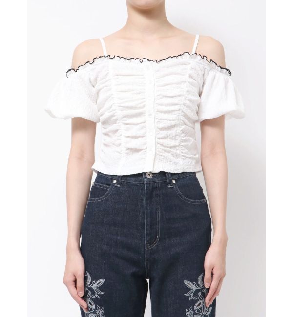 MERCURYDUO「ドロストギャザーコンパクトカットソー」|Tシャツ・カットソー|