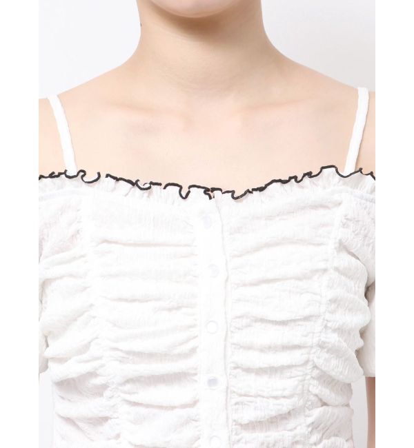 MERCURYDUO「ドロストギャザーコンパクトカットソー」|Tシャツ・カットソー|