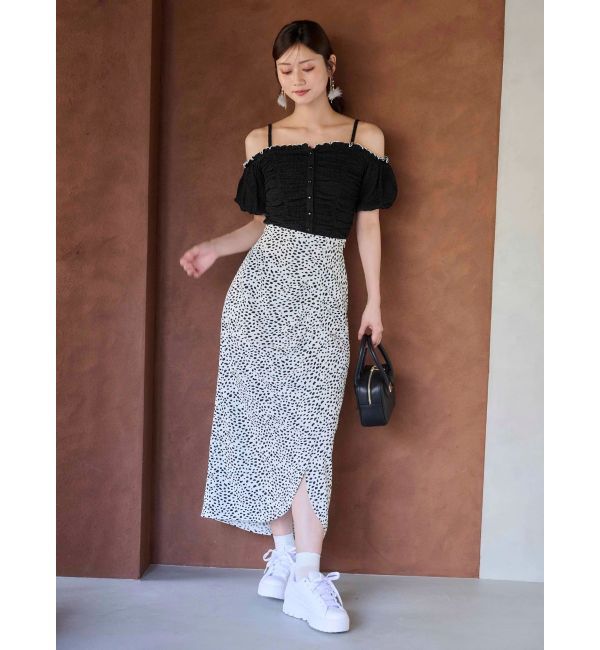 MERCURYDUO「ドロストギャザーコンパクトカットソー」|Tシャツ・カットソー|