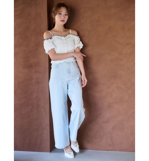 MERCURYDUO「ドロストギャザーコンパクトカットソー」|Tシャツ・カットソー|