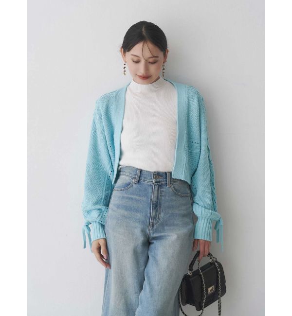 MERCURYDUO「ショルダーレースアップカーデ」|カーディガン|