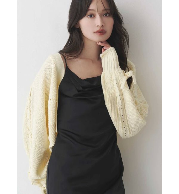 MERCURYDUO「ショルダーレースアップカーデ」|カーディガン|