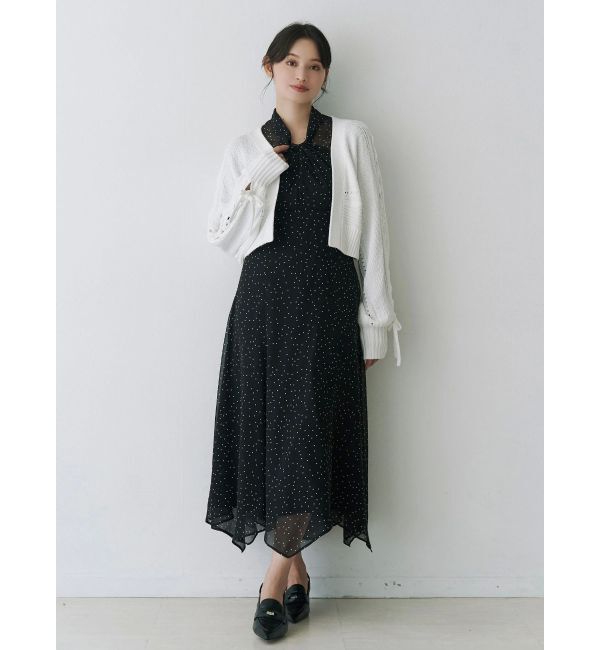 MERCURYDUO「ショルダーレースアップカーデ」|カーディガン|