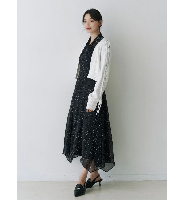 MERCURYDUO「ショルダーレースアップカーデ」|カーディガン|