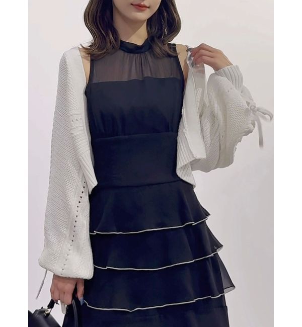 MERCURYDUO「ショルダーレースアップカーデ」|カーディガン|