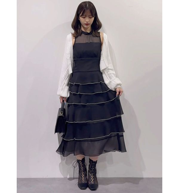 MERCURYDUO「ショルダーレースアップカーデ」|カーディガン|