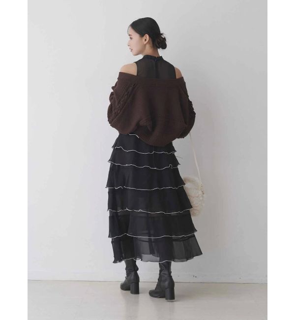 MERCURYDUO「ショルダーレースアップカーデ」|カーディガン|