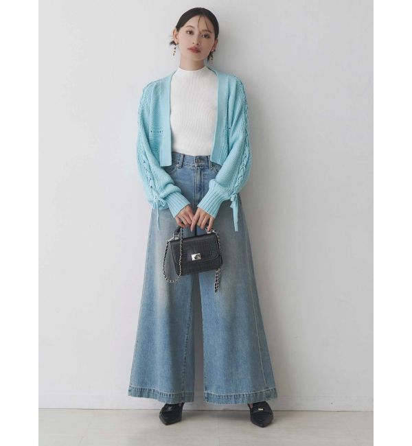 MERCURYDUO「ショルダーレースアップカーデ」|カーディガン|
