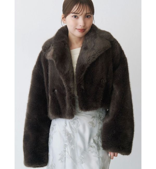 MERCURYDUO「テーラードカラーフェイクファーショートコート」|その他|