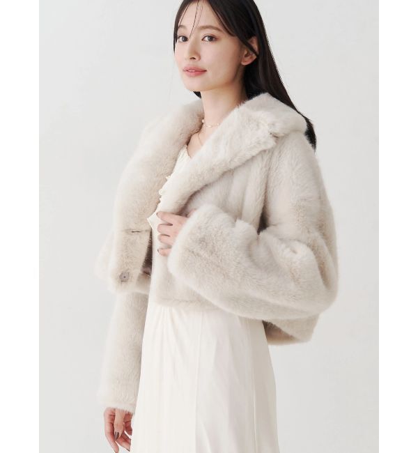 MERCURYDUO「テーラードカラーフェイクファーショートコート」|その他|