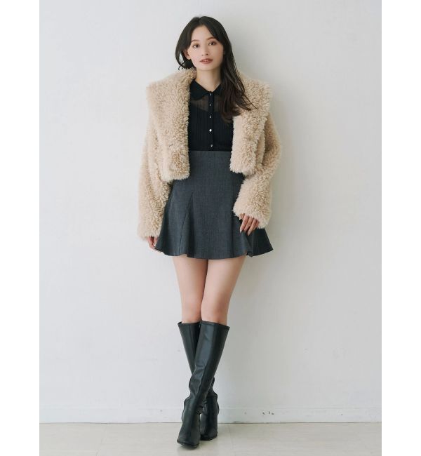 MERCURYDUO「テーラードカラーフェイクファーショートコート」|その他|