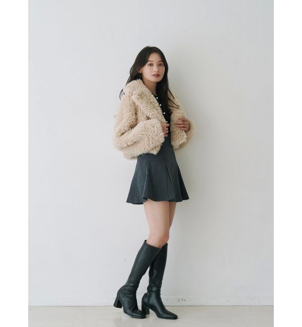 MERCURYDUO「テーラードカラーフェイクファーショートコート」|その他|