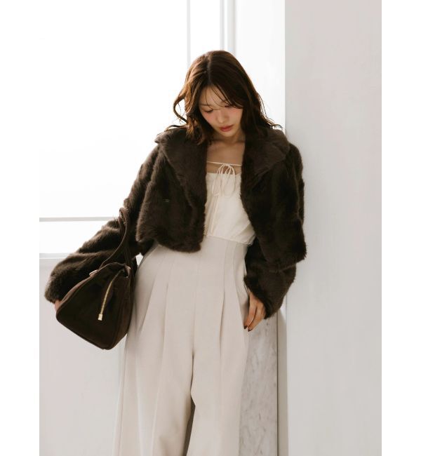 MERCURYDUO「テーラードカラーフェイクファーショートコート」|その他|