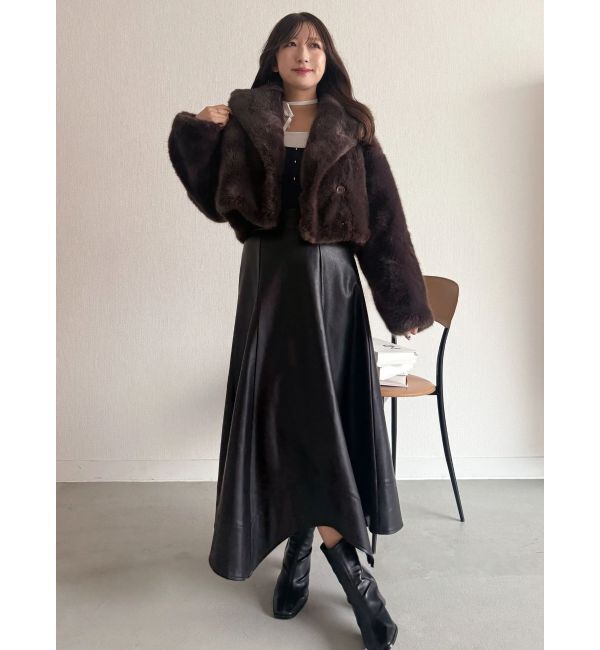 MERCURYDUO「テーラードカラーフェイクファーショートコート」|その他|