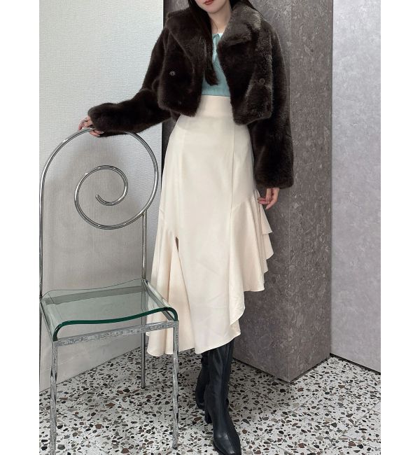 MERCURYDUO「テーラードカラーフェイクファーショートコート」|その他|