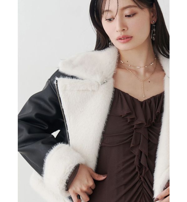 MERCURYDUO「フェイクレザームートンボンバージャケット」|その他|