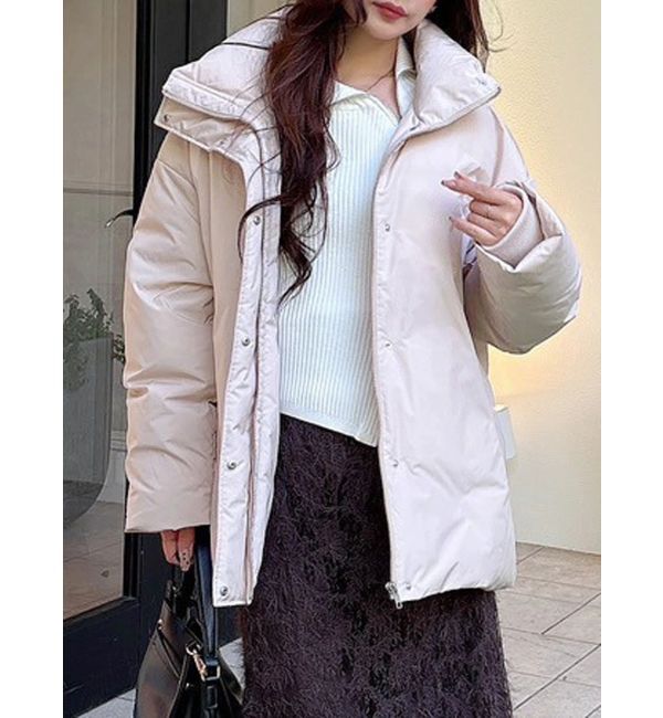 MERCURYDUO「スタンドカラーミドルダウンコート」|その他|ベビーピンク