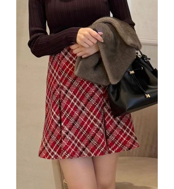 MERCURYDUO「オリジナルロービングチェックミニスカパン」|その他|レッド