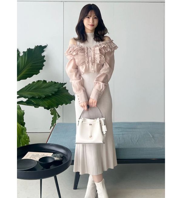 MERCURYDUO「異素材ドッキングラッフルニットワンピース」|ワンピース|