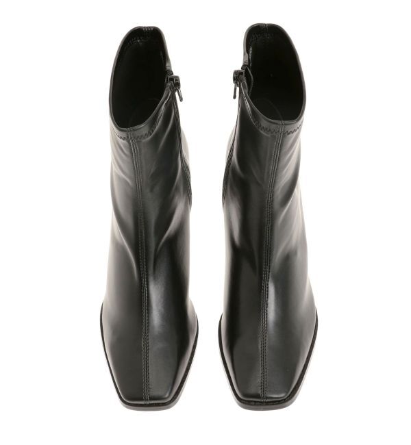 MERCURYDUO「フェイクレザースクエアトゥストレッチショートブーツ」|ショートブーツ|