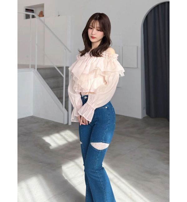 MERCURYDUO「オフショルラッフルブラウス」|シャツ・ブラウス|