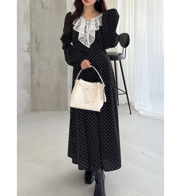 MERCURYDUO「ラッフルカラーパターンワンピース」|ワンピース|