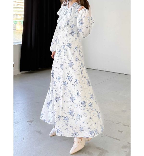 MERCURYDUO「ラッフルカラーパターンワンピース」|ワンピース|