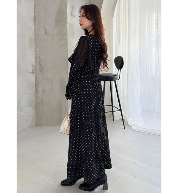 MERCURYDUO「ラッフルカラーパターンワンピース」|ワンピース|