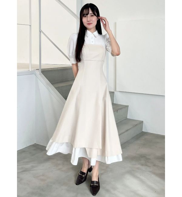 MERCURYDUO「シャツドッキングベアワンピース」|ワンピース|