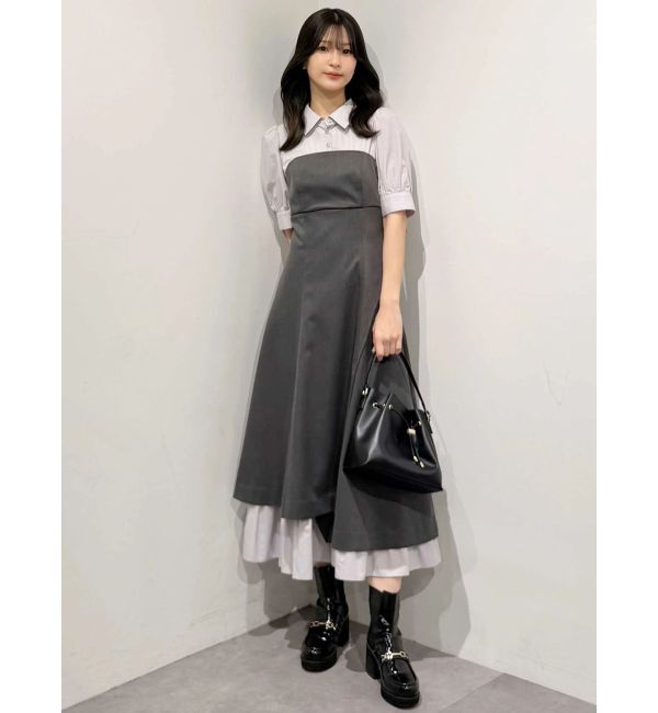 MERCURYDUO「シャツドッキングベアワンピース」|ワンピース|