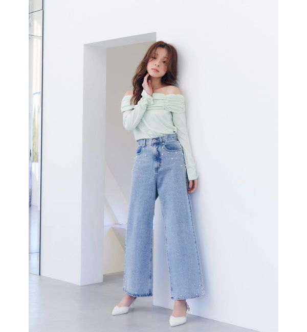 MERCURYDUO「【FILA別注】裏毛オフショルトップス」|Tシャツ・カットソー|