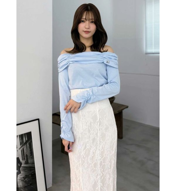 MERCURYDUO「【FILA別注】裏毛オフショルトップス」|Tシャツ・カットソー|