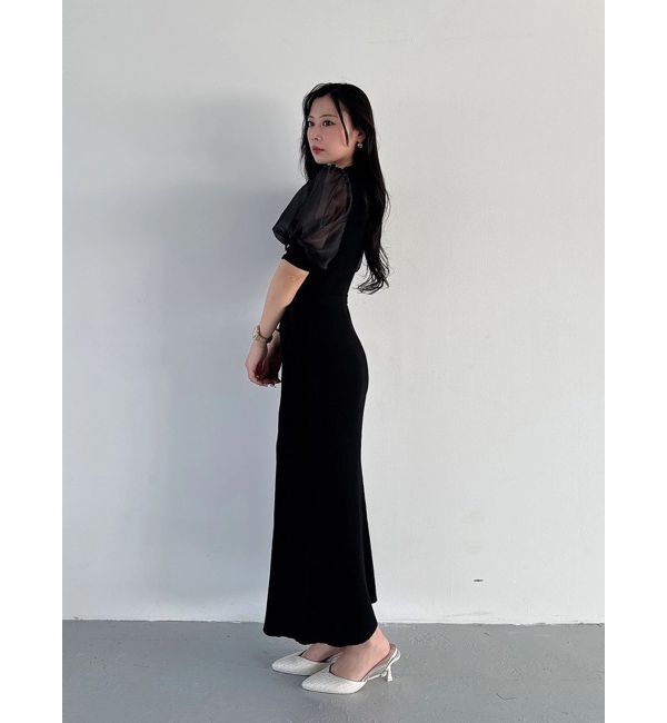 MERCURYDUO「異素材スリーブリブマーメイドワンピース」|ワンピース|