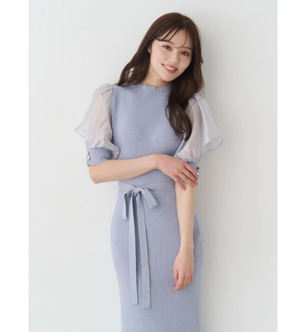 MERCURYDUO「異素材スリーブリブマーメイドワンピース」|ワンピース|