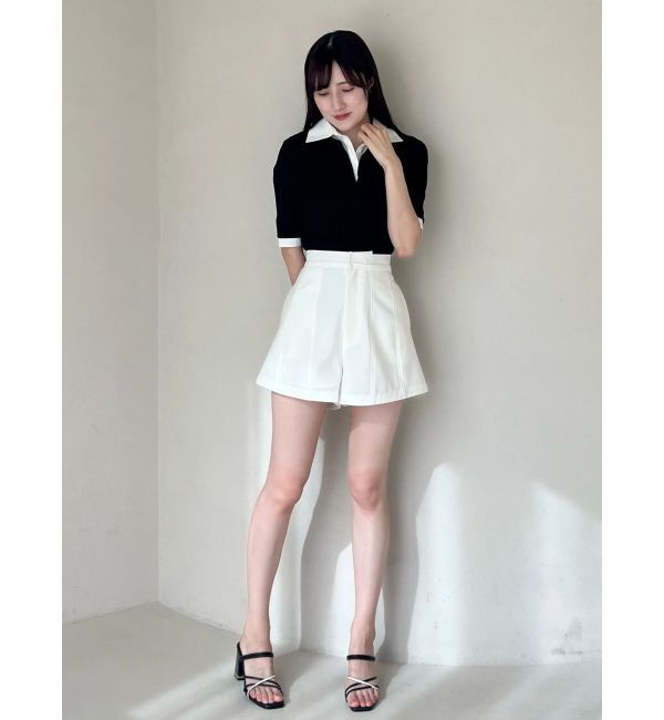 MERCURYDUO「シャツレイヤードライクハーフスリーブニット」|ニット・セーター|