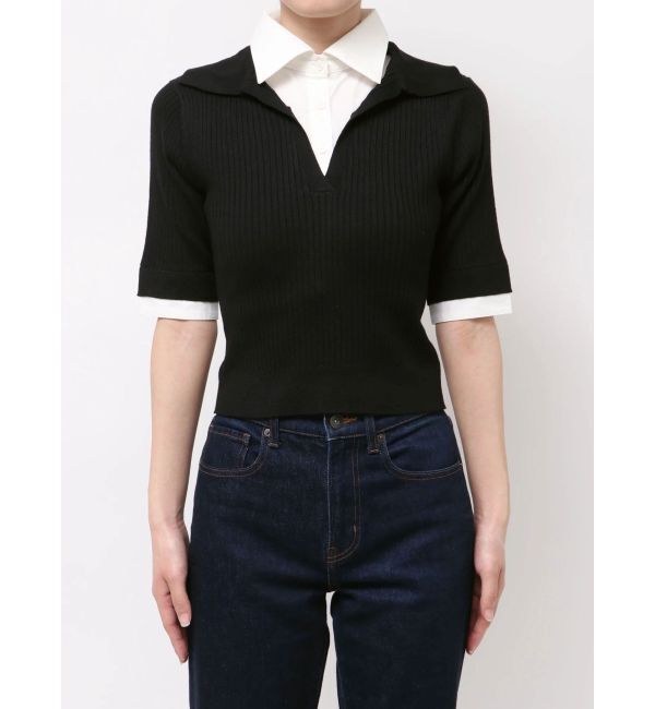 MERCURYDUO「シャツレイヤードライクハーフスリーブニット」|ニット・セーター|