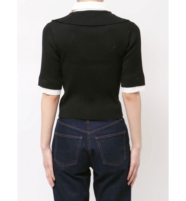 MERCURYDUO「シャツレイヤードライクハーフスリーブニット」|ニット・セーター|