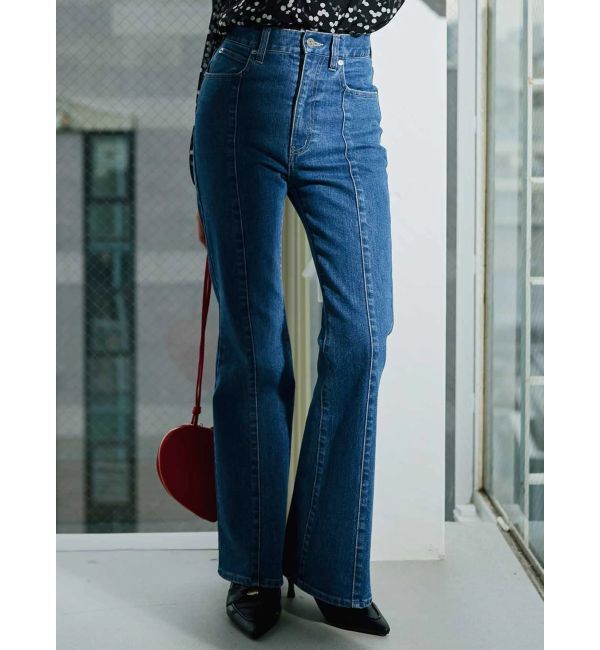 MERCURYDUO「ストレッチブーツカットデニムパンツ」|デニム|ブルー