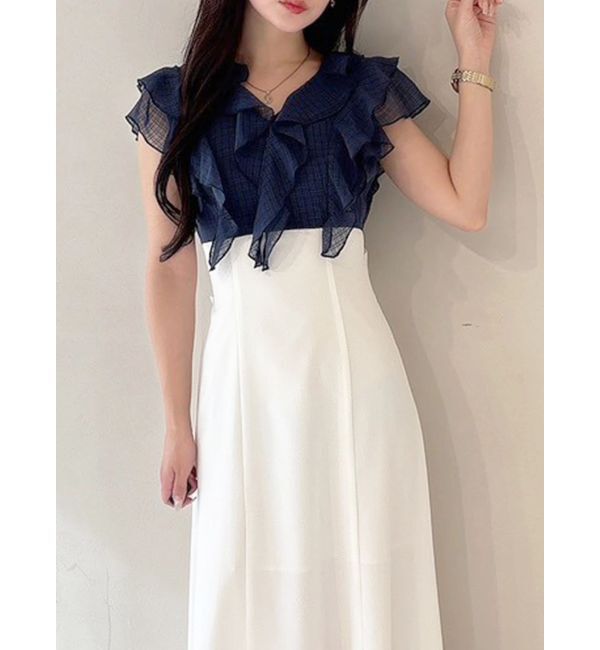 MERCURYDUO「2WAYラッフルブラウスドッキングワンピース」|ワンピース|