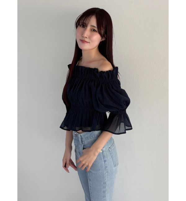 MERCURYDUO「2WAYオフショル五分袖シャーリングブラウス」|シャツ・ブラウス|