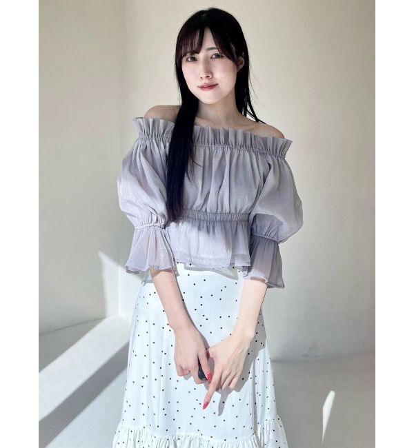 MERCURYDUO「2WAYオフショル五分袖シャーリングブラウス」|シャツ・ブラウス|