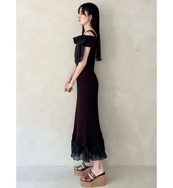 MERCURYDUO「ワンショルリボンティアードニットワンピース」|ワンピース|