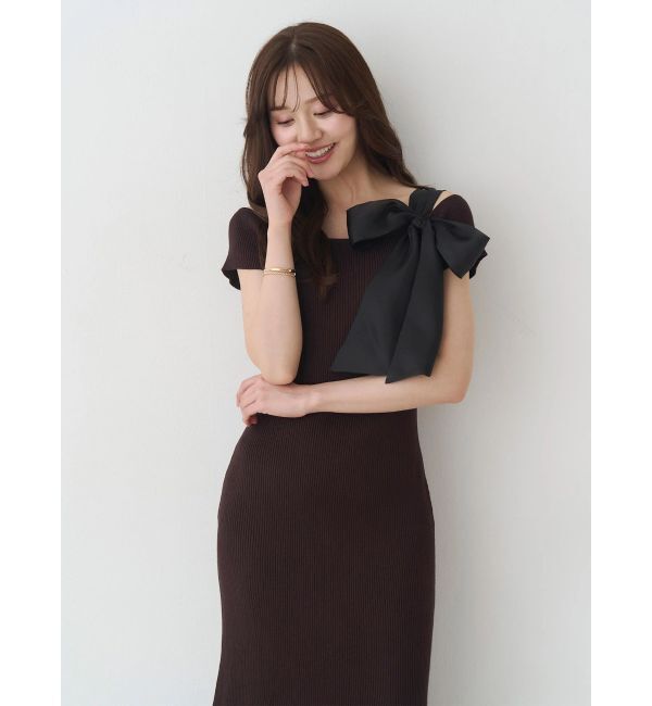 MERCURYDUO「ワンショルリボンティアードニットワンピース」|ワンピース|