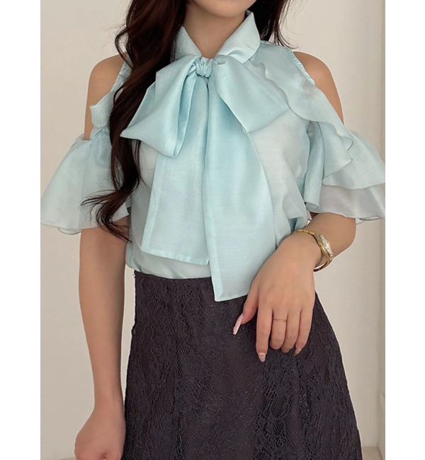 MERCURYDUO「アメスリラッフルボウタイブラウス」|シャツ・ブラウス|