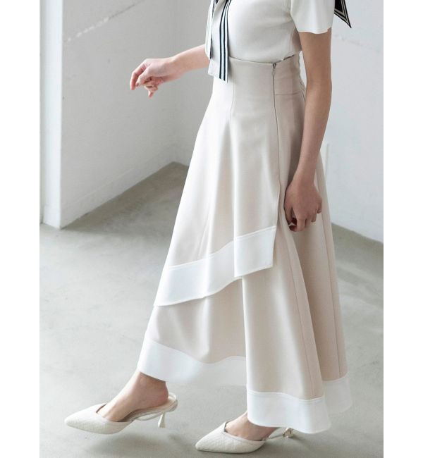 MERCURYDUO「バイカラーフレアスカート」|スカート|