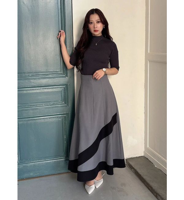 MERCURYDUO「バイカラーフレアスカート」|スカート|