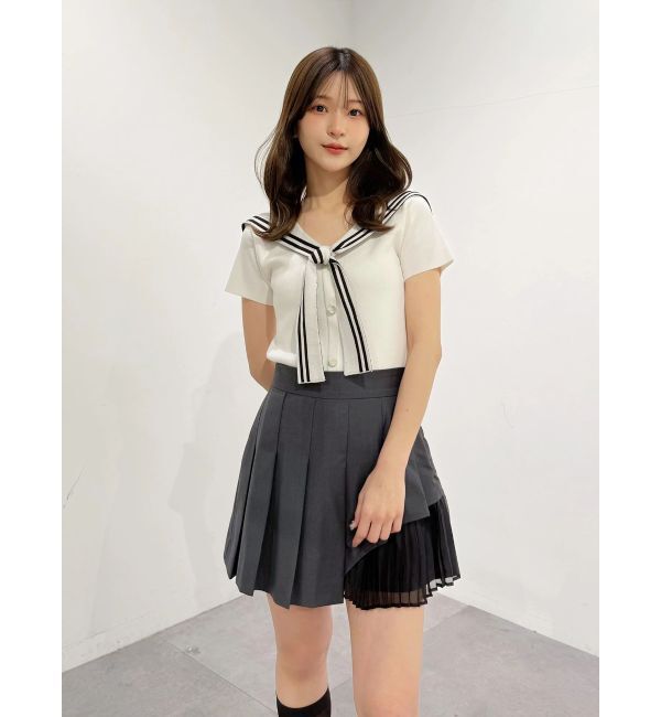 MERCURYDUO「異素材切替プリーツミニスカパン」|スカート|