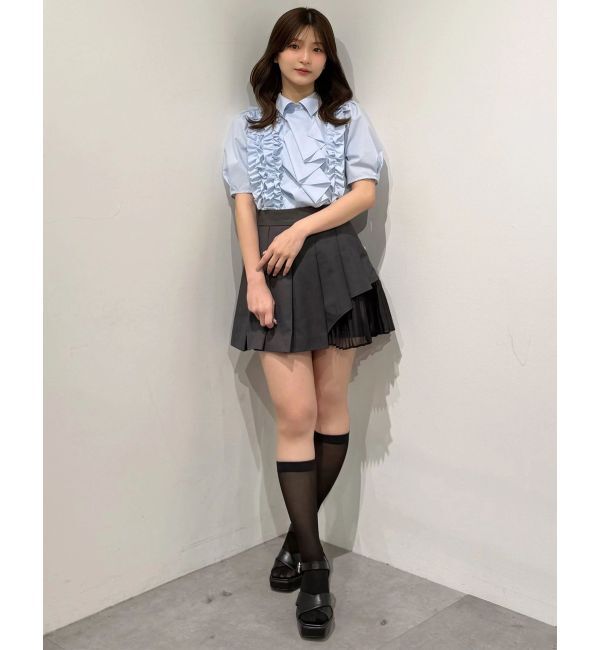 MERCURYDUO「異素材切替プリーツミニスカパン」|スカート|