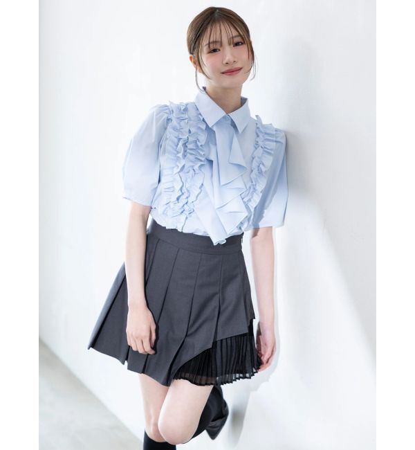 MERCURYDUO「異素材切替プリーツミニスカパン」|スカート|